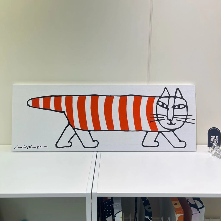 리사라르손 마이키 고양이그림 레드 중형 캔버스액자(전시품) 이미지