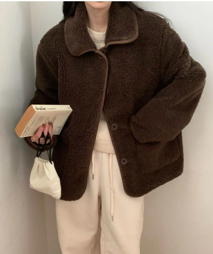 컴히얼 무스탕 퍼 자켓 브라운 이미지