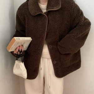 컴히얼 무스탕 퍼 자켓 브라운 이미지