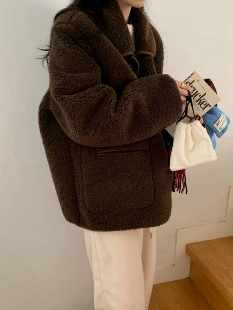 컴히얼 무스탕 퍼 자켓 브라운 이미지