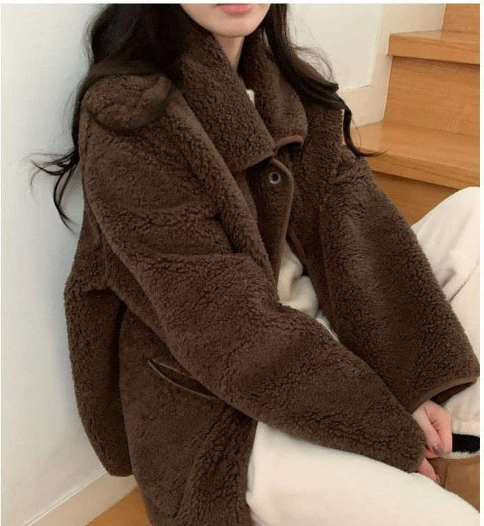 컴히얼 무스탕 퍼 자켓 브라운 이미지