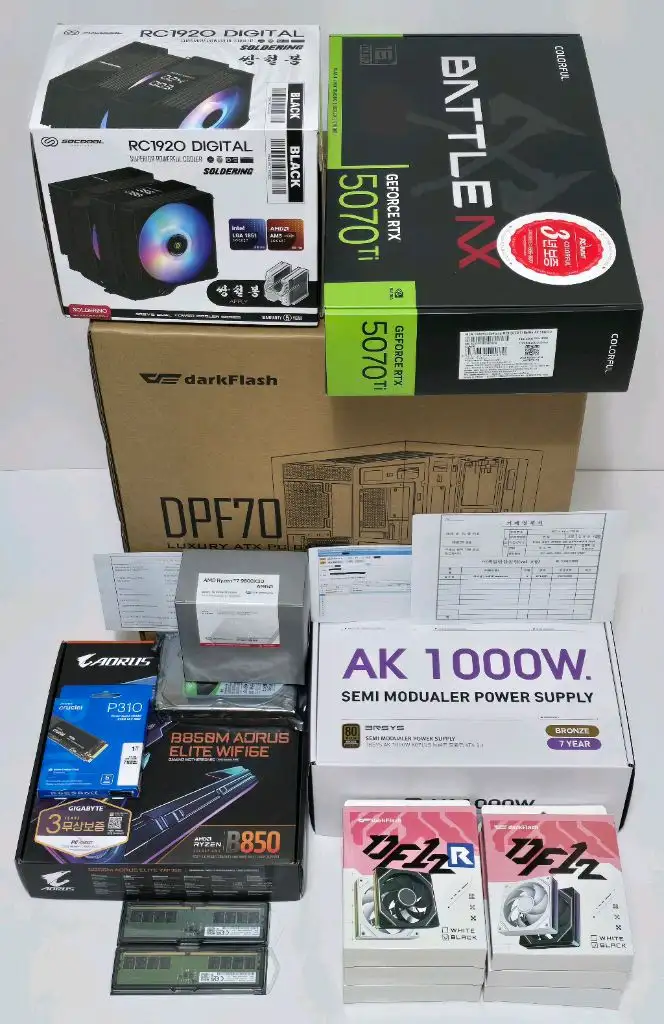 (새제품 5070Ti 공랙 블랙)9800X3D, 32GB, 1000W, 공랭최강, 방송게이밍컴퓨터본체 이미지