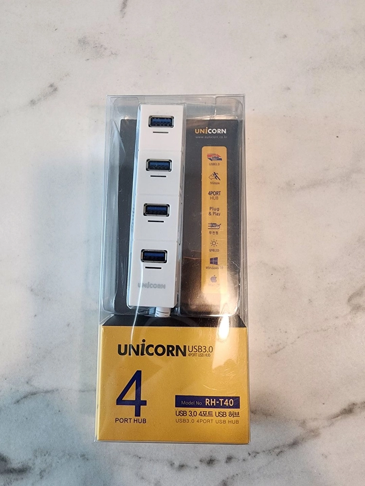 [USB허브] 유니콘 4포트 USB3.0 무전원 허브 케이블 일체형 (새제품) 이미지