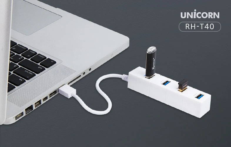 [USB허브] 유니콘 4포트 USB3.0 무전원 허브 케이블 일체형 (새제품) 이미지