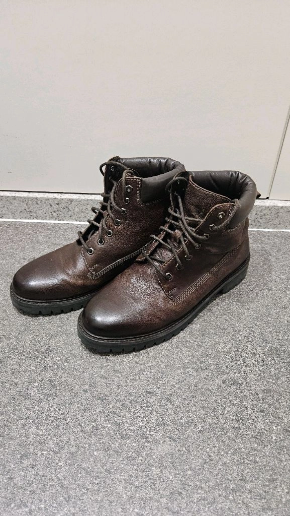 블랙/브라운 소가죽 워커 부츠 270mm 이미지