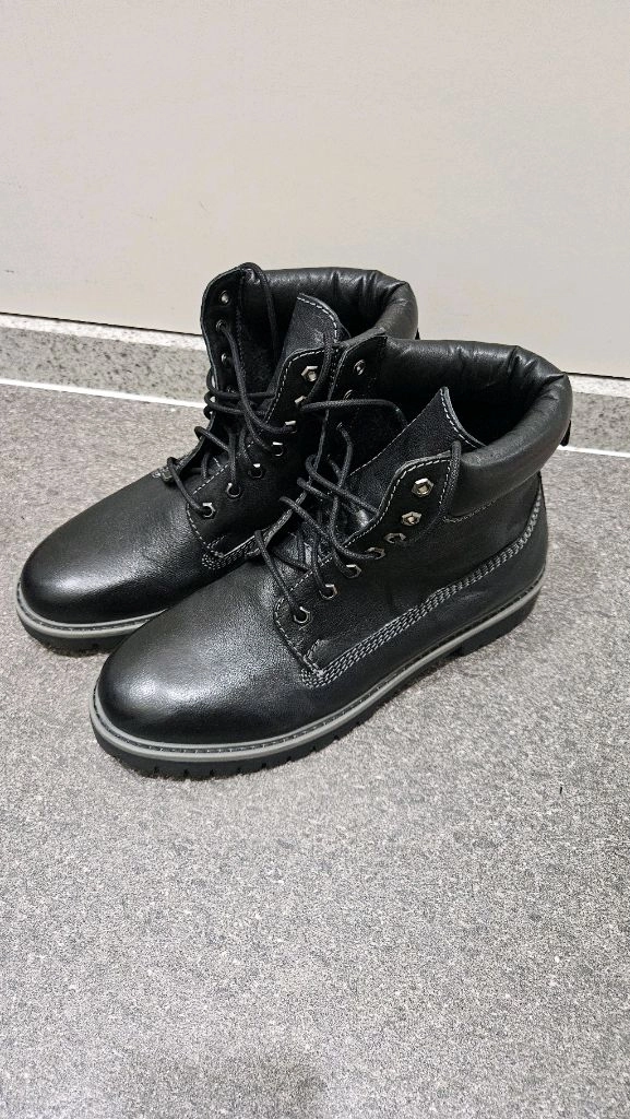 블랙/브라운 소가죽 워커 부츠 270mm 이미지