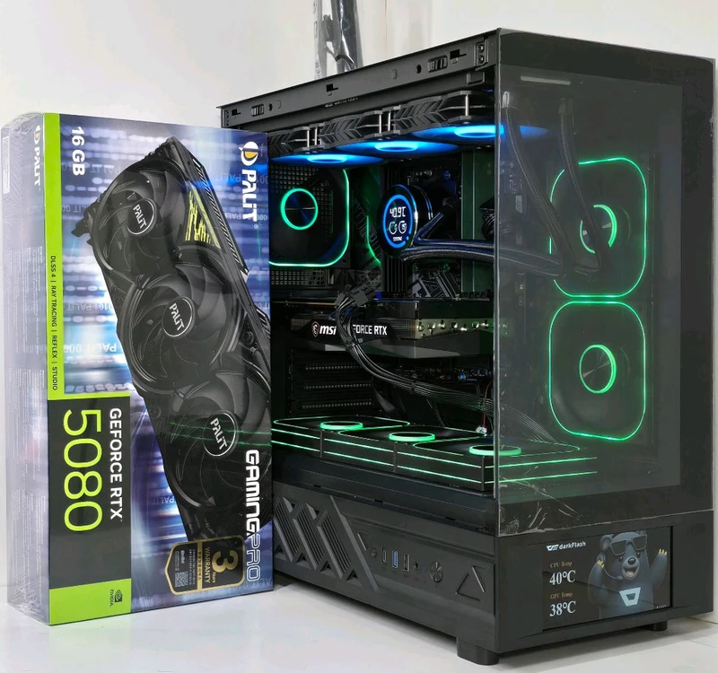 (9850X3D 새제품 수랭 블랙) RTX5080, 32GB, 수랭쿨러, 1050W GOLD, 방송게이밍컴퓨터본체 이미지