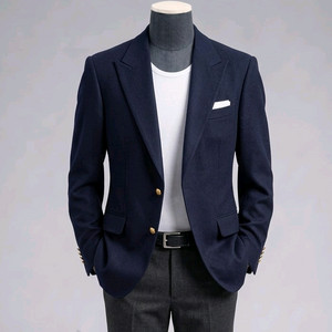 솔리드옴므 / SOLID HOMME 금장단추 피크드라펠 블레이져 자켓 / 50(105) 이미지
