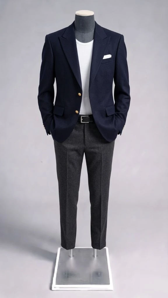 솔리드옴므 / SOLID HOMME 금장단추 피크드라펠 블레이져 자켓 / 50(105) 이미지