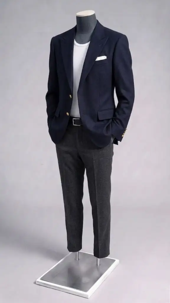 솔리드옴므 / SOLID HOMME 금장단추 피크드라펠 블레이져 자켓 / 50(105) 이미지
