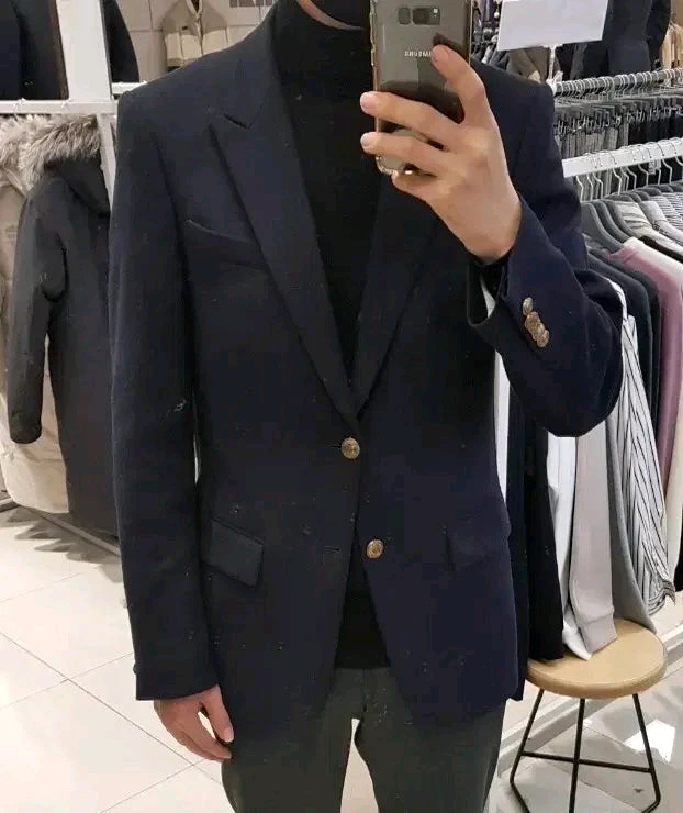 솔리드옴므 / SOLID HOMME 금장단추 피크드라펠 블레이져 자켓 / 50(105) 이미지