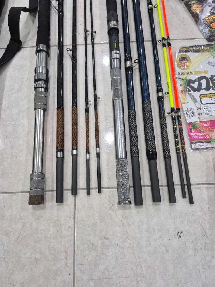 갈치 낚시 풀세트 전동릴 2개 66L 쿨러 고급갈치대 2대 메이호 테클박스 집어등 묶음바늘 기동줄 장갑수건 등 바로 이미지