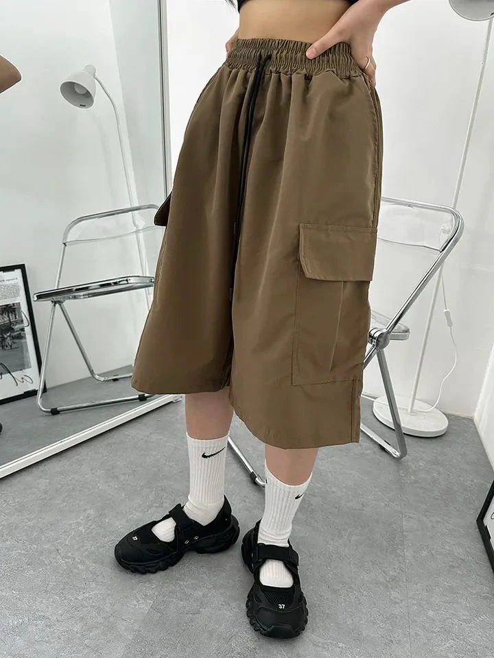 5부 카고 버뮤다 와이드팬츠 이미지