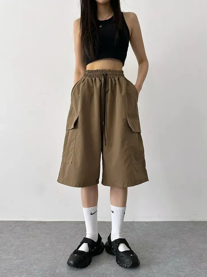 5부 카고 버뮤다 와이드팬츠 이미지