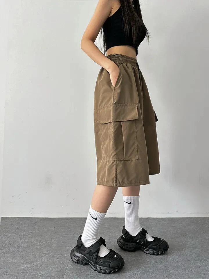 5부 카고 버뮤다 와이드팬츠 이미지