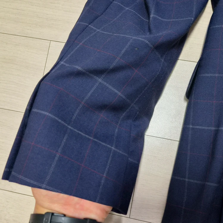 SIEG FAHRENHEIT 네이비 체크 슬림 실루엣 정장 양복 수트 이미지