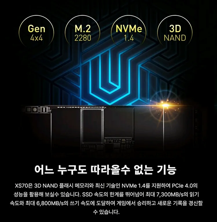 XS70 M.2 히트싱크 SSD 2TB 고속 7,300MB/s 팝니다 이미지