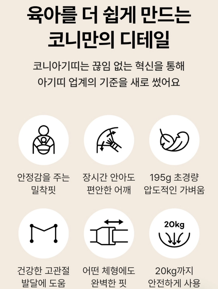 코니 아기띠 플렉스 에어매쉬 페일핑크 XS~XL 개봉 새제품 이미지