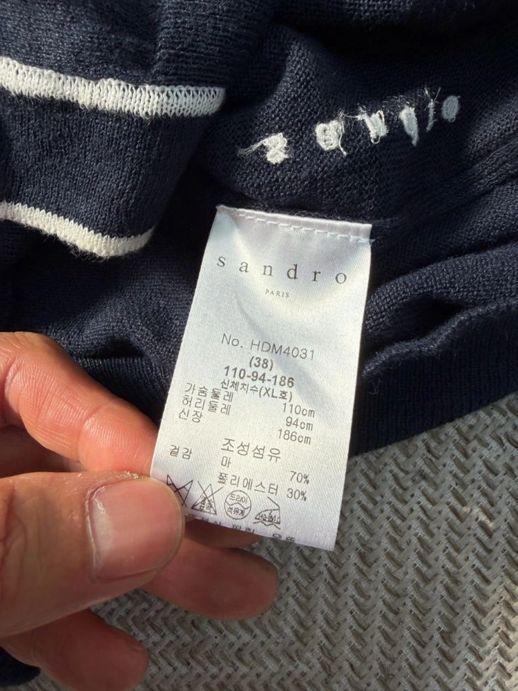정품) 산드로옴므 마재질 가디건 네이비 XL 이미지