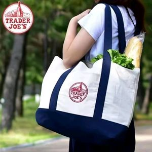 트레이더조 라지 대용량 에코백 숄더백 데일리백 가방 <네이비> 이미지