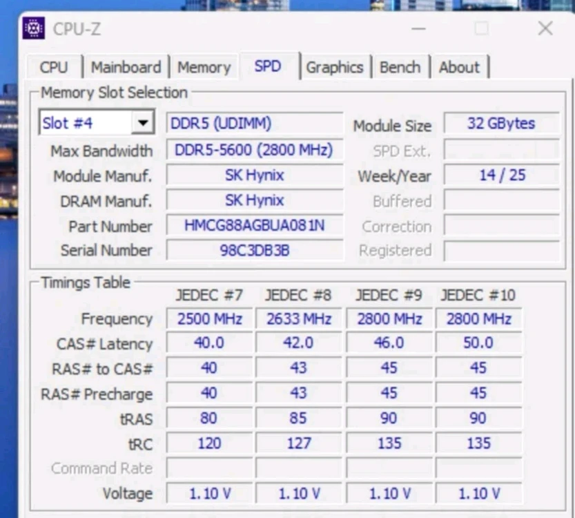 SK 하이닉스 DDR5 5600 32GB 데스크탑 메모리 이미지