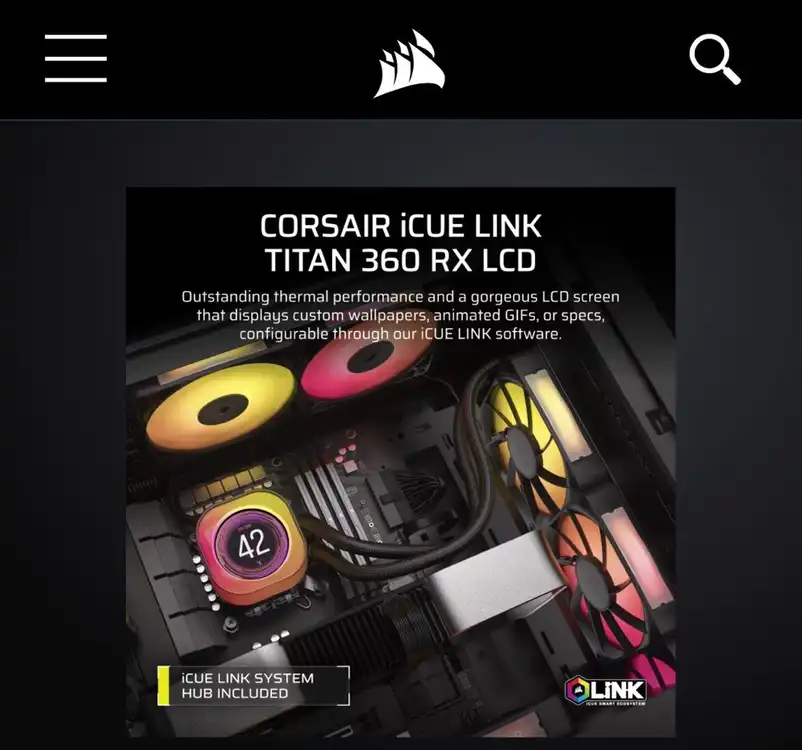 새제품] 커세어 iCUE LINK TITAN 360 RX LCD 수냉쿨러 이미지