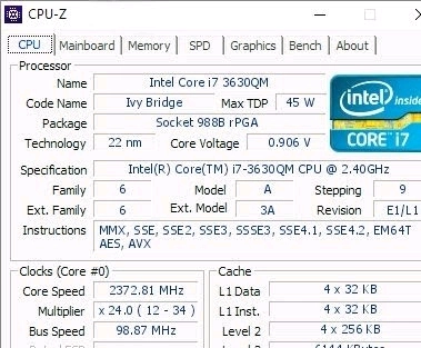 Intel Core i7-3630QM CPU 이미지
