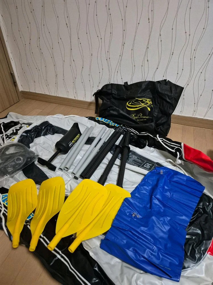 28일까지만 구매 가능 / 두로카리스마 고무보트세트(노, 공기펌프 등 구성품 전체 포함) / 대인 2인용 이미지