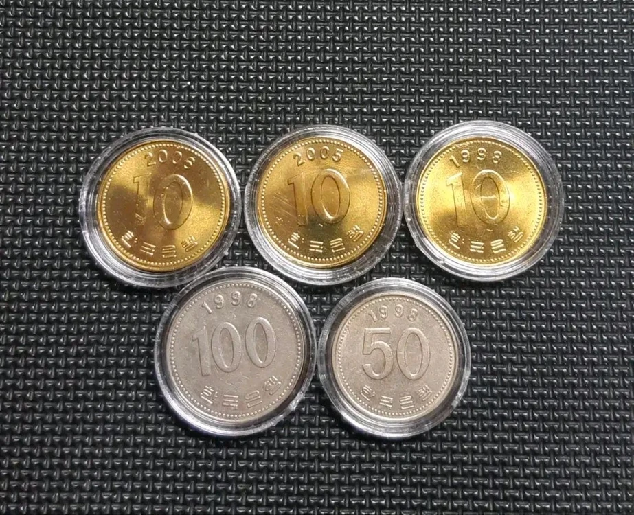 한국은행 1998년 100.50.10원등5종일괄.주화 화폐 동전 이미지