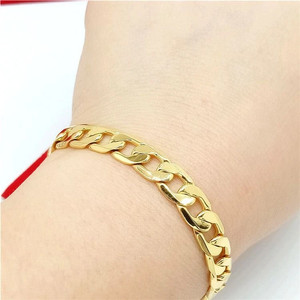 새 골드 18K GF 11mm 팔찌 금 스테인레스 스틸 데일리 심플 선물 이미지