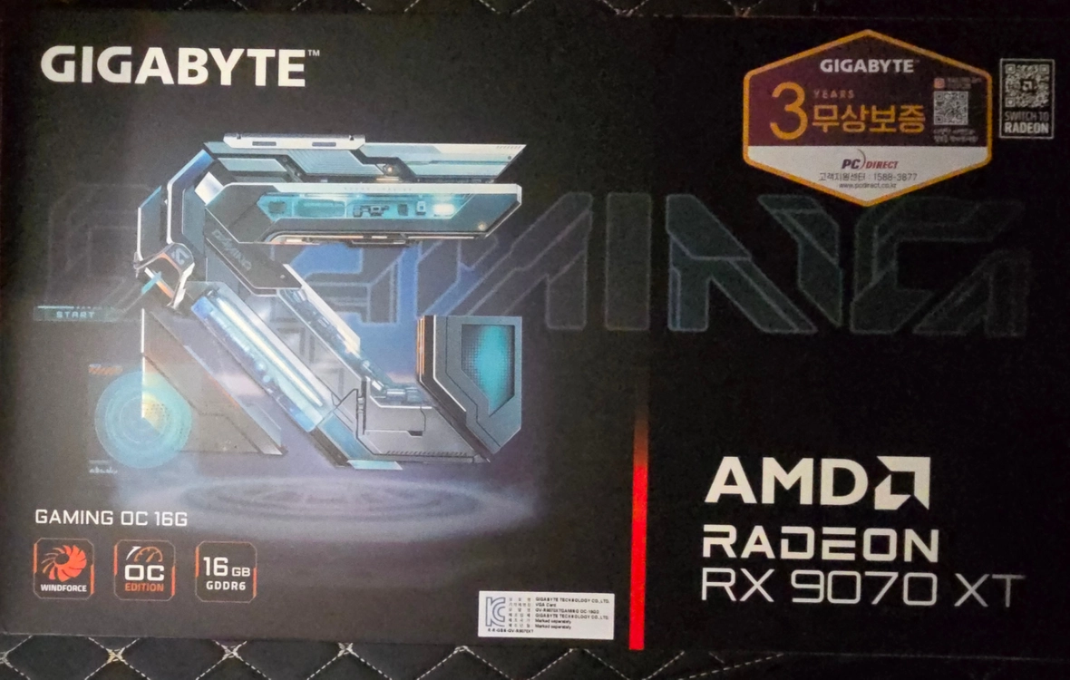 기가바이트 rx9070xt 게이밍oc 16gb 미개봉 새제품 이미지