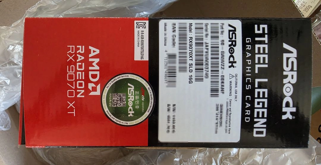 Asrock 9070XT 스틸레전드 블랙 이미지