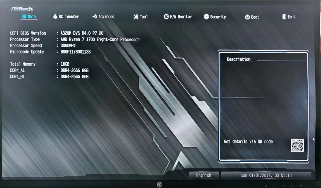 ryzen 1700 a320m 보드셋 이미지