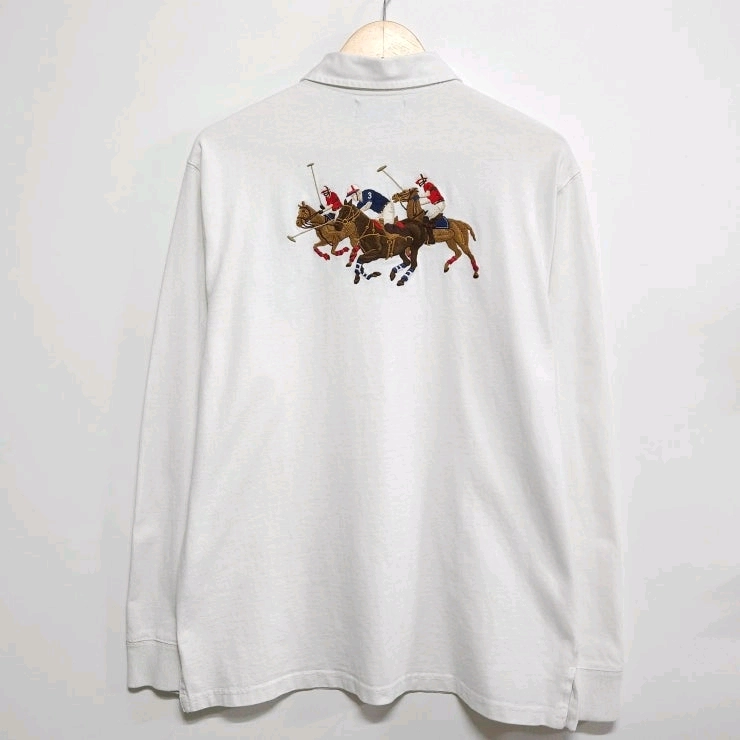 105 POLO 폴로 멀티포니 럭비 카라티 화이트 1990년대 올드빈티지 이미지
