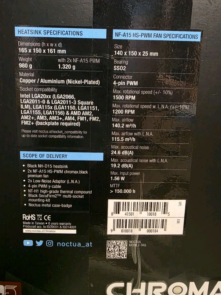 녹투아 NOCTUA NH-D15 chromax black CPU 쿨러 판매합니다. 이미지