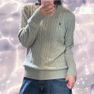 폴로 랄프로렌 신형 라운드넥 꽈배기 니트 그레이 XL 이미지