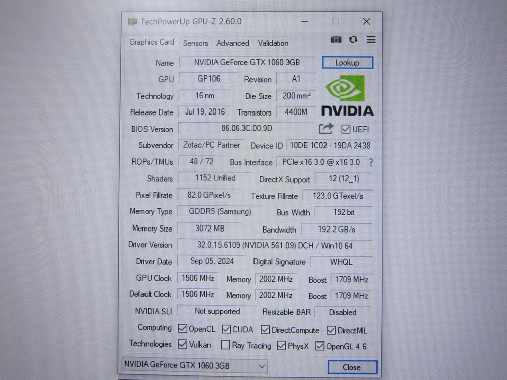 ZOTAC 지포스 GTX1060 D5 3GB 이미지