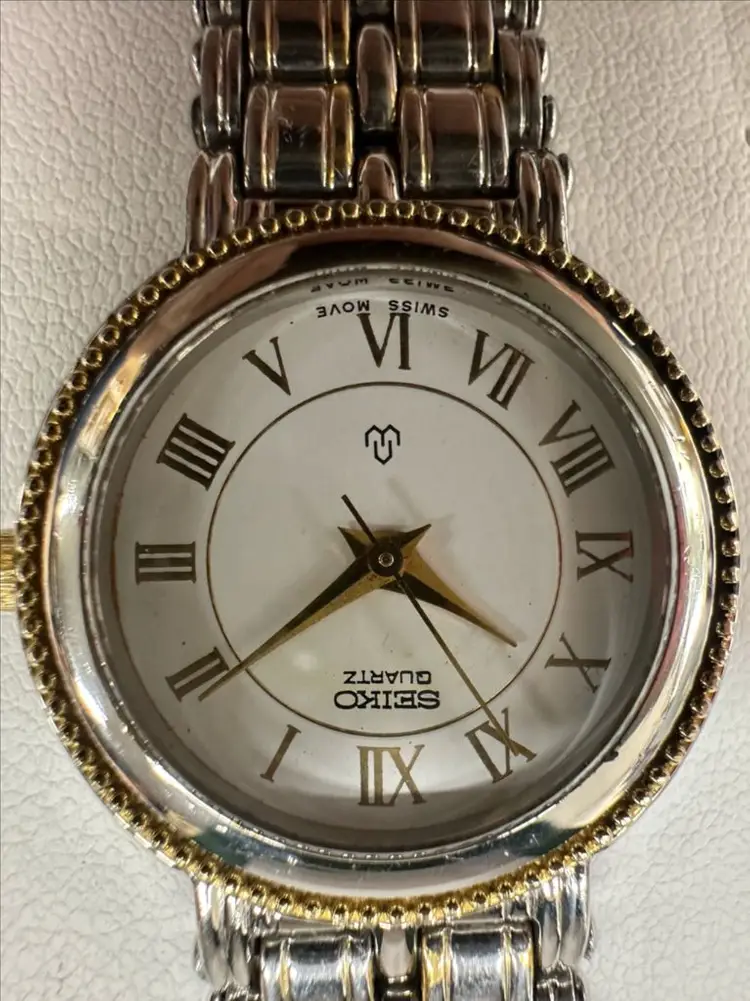 세이코 돌체(Seiko Dolce) 콤비 여성용 쿼츠 시계 1997년 기념 각인 빈티지 팝니다 이미지