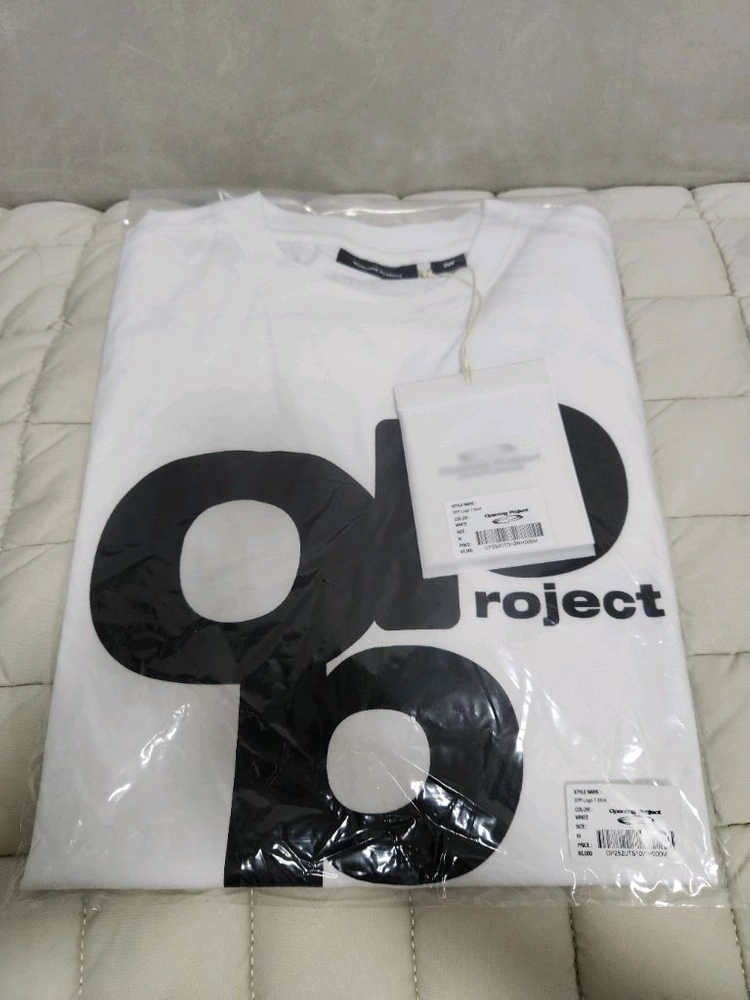 [미착용&새제품/반택무료] 아이브레이 정품 오프닝프로젝트 OPP 로고 반팔티 화이트 남자L/여자XL택도 안뗀 새상품 이미지