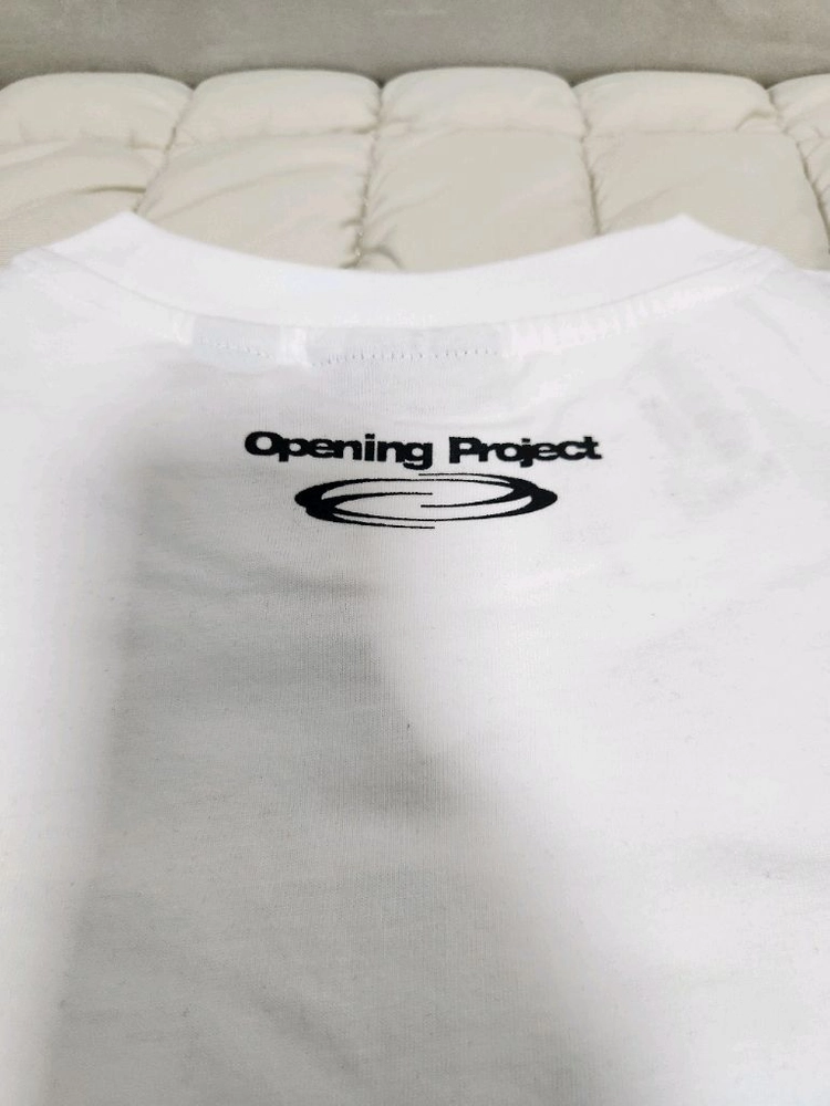 [미착용&새제품/반택무료] 아이브레이 정품 오프닝프로젝트 OPP 로고 반팔티 화이트 남자L/여자XL택도 안뗀 새상품 이미지