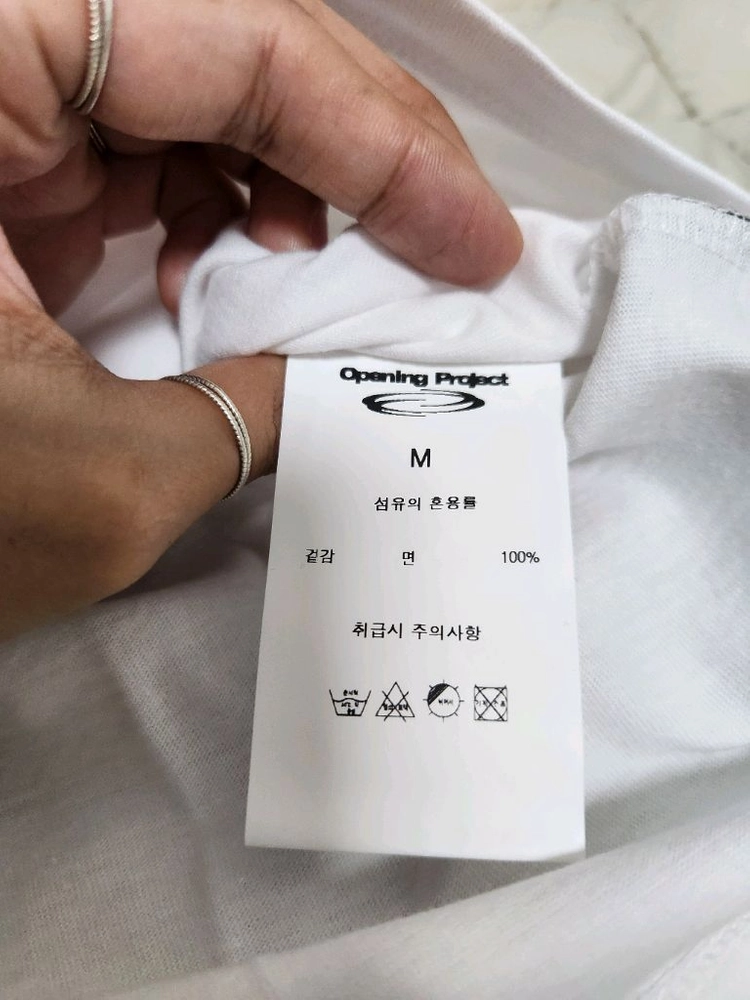 [미착용&새제품/반택무료] 아이브레이 정품 오프닝프로젝트 OPP 로고 반팔티 화이트 남자L/여자XL택도 안뗀 새상품 이미지