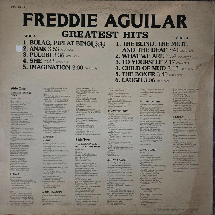 FREDDIE AGUILAR-GREATEST HITS LP 이미지