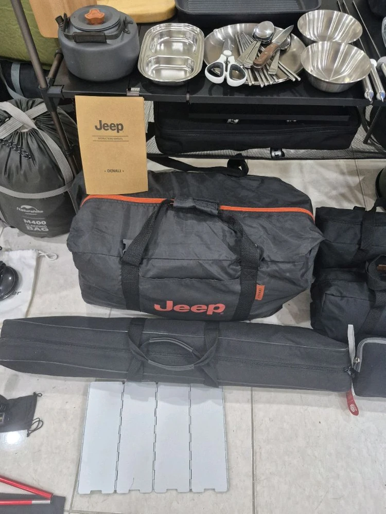 Jeep 텐트 캠핑용품 낚시 캠핑 풀풀풀 커플세트 다수 미사용 S급 난로 의자 자충매트 침낭 등 이미지