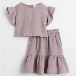 H&M 키즈 100% 오가닉 여아 블라우스 + 치마 셋업 새제품 110 반택포함 이미지