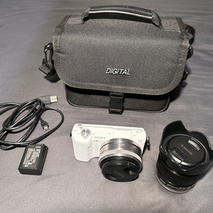 소니 알파 A5100 카메라 화이트 + 16f2.8 + 35f1.8렌즈 이미지