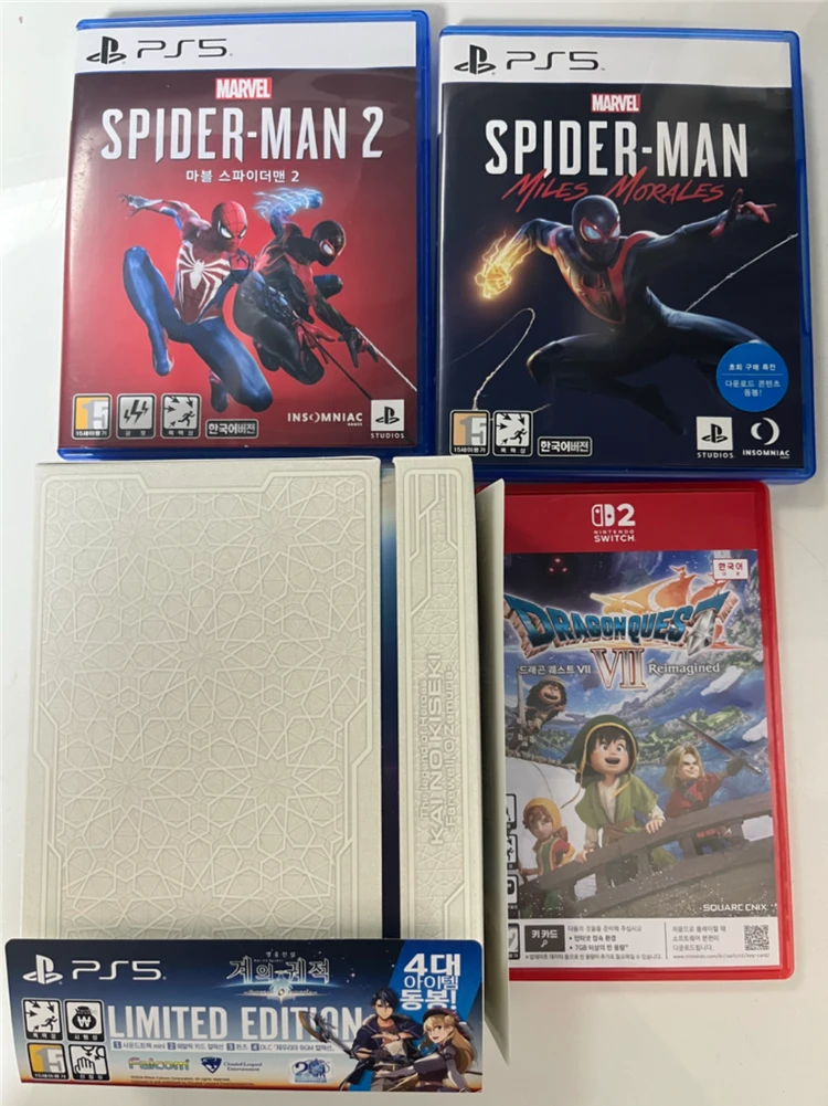 PS5 스파이더맨 마일즈 모랄레스, 마블 스파이더맨2, 영웅전설 계의궤적, 드래곤퀘스트7리이메진드 이미지