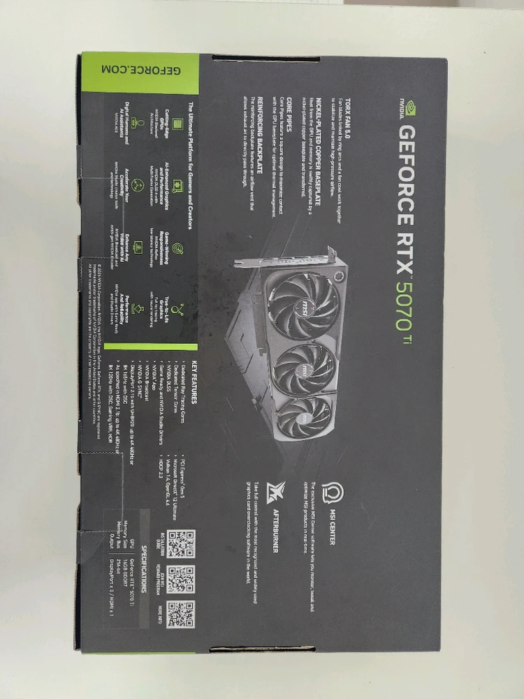 MSI 지포스 RTX 5070 Ti SHADOW X OC D6 12GB 이미지
