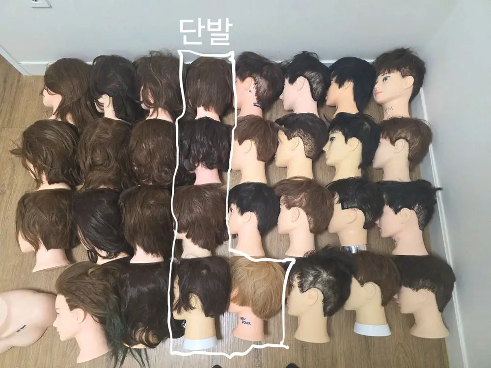 미용 연습용 마네킹 가발 세트 이미지