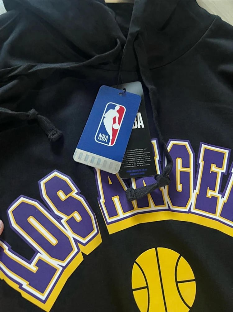 NBA 빅 레터링 반팔 후드 티셔츠 블랙/ 반팔후드 새상품 이미지