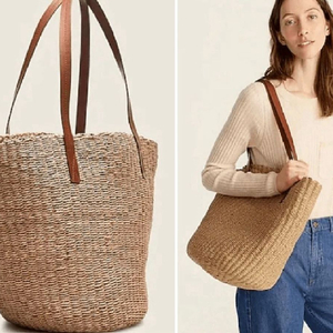 [새제품]제이크루 J.Crew Woven straw bag 이미지
